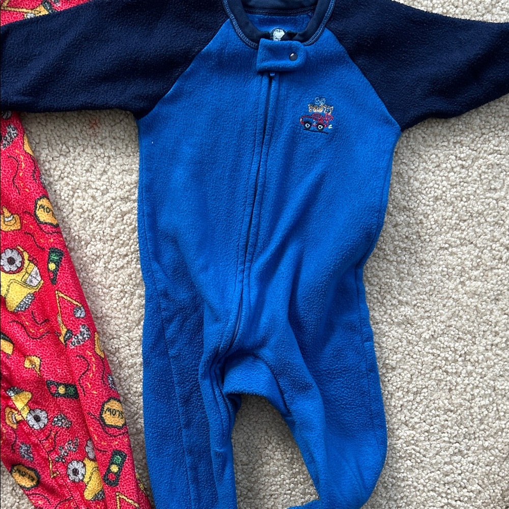 3 Pair Gerber Kids One Piece Footies - Red, Blue, Multicolor - Picture 6 of 8